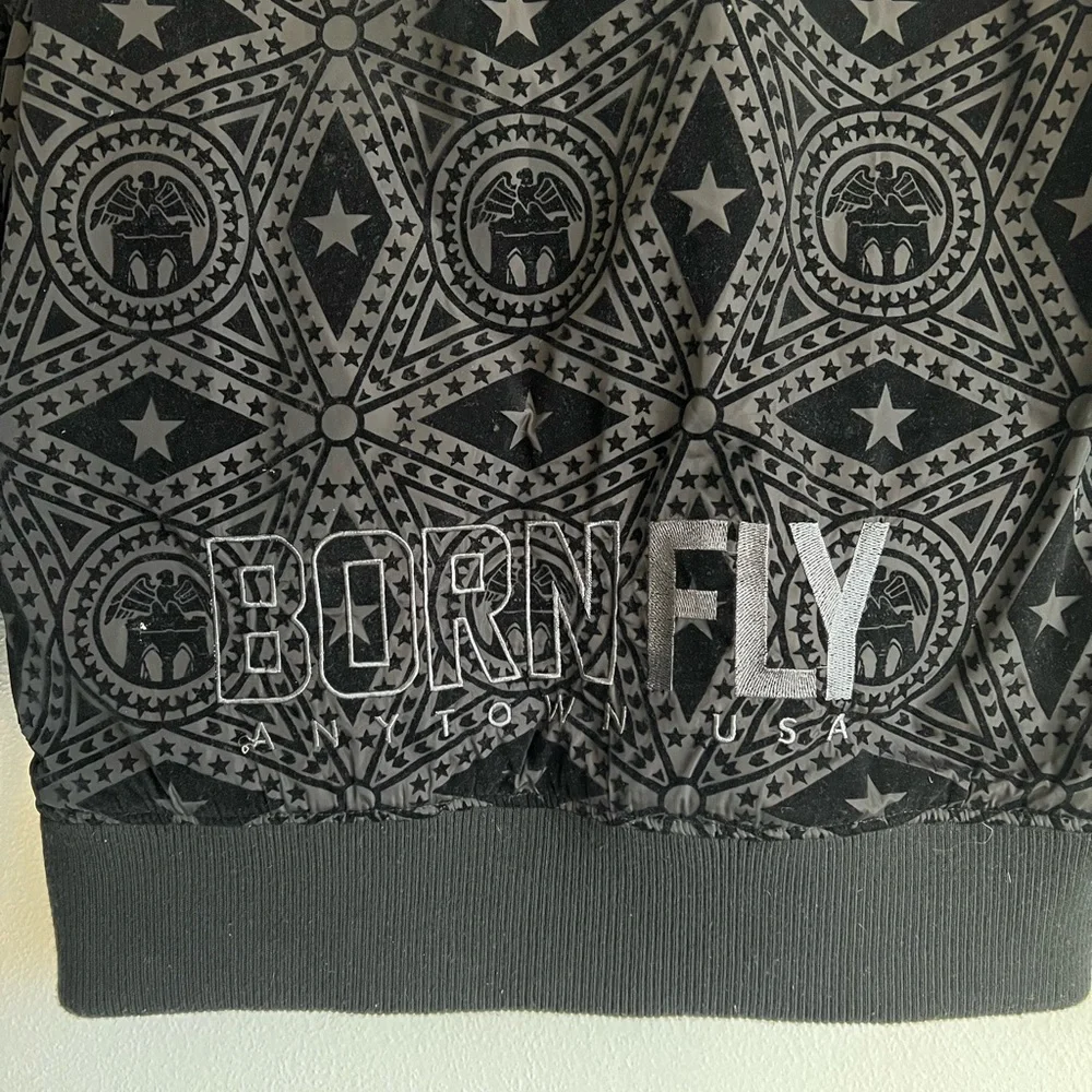 Born Fly Mens Born Fly Anytown USA Black Bomber Jacket‎ Size Medium
